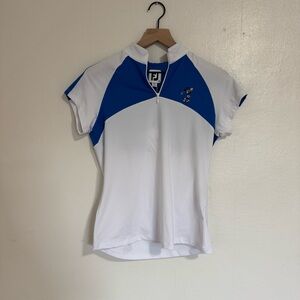 Disney FJ FootJoy Golf Polo Shirt White Blue Small NWT Moisture Wicking
